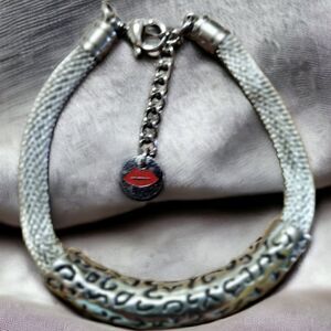 BRACELET by SEGAL    Leopard ENGRAVED  MESH adjustable 7-8"